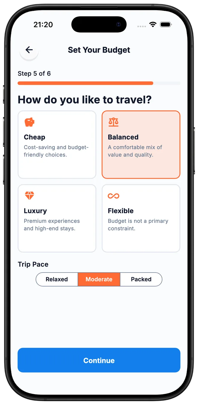 Set your budget and pace